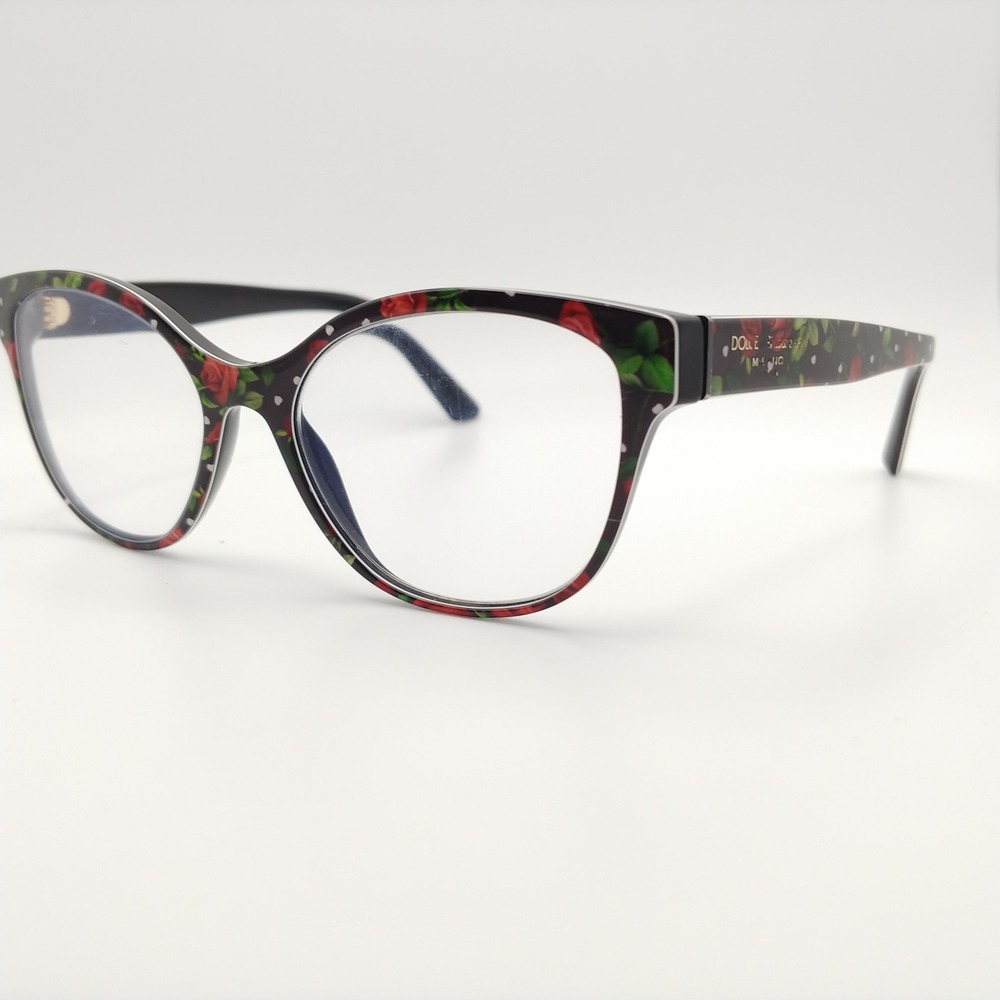 Dolce and Gabbana Eyeglasses Women 52mm Black Floral Rose Polka Dot DG 3322 3229
